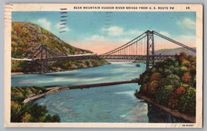 Postcard Bear Mountain Hudson River Bridge, New York - Picture 1 of 2