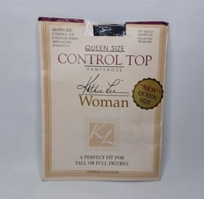 Vintage Kathie Lee Woman Control Top Pantyhose Queen Size 2x Off Black - Image 1 of 4