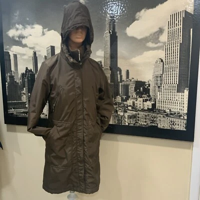 POST CARD Brown Quilted Knee Length Zip Up Ski Jacket Size US 4/6 Medium - Image 1 of 4