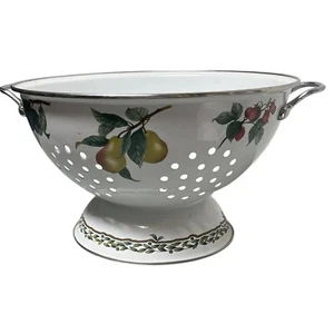 Gourmet Harvest By Noritake 10-7/8 Colander Strainer Enamel Fruit Pattern Large - Picture 1 of 10