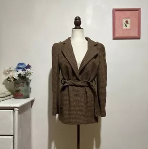 Vintage Forstmann Mantel Damen Größe 36" Brustumfang M-L Welch Tweed Schurwolle Wickeloptik USA - Bild 1 von 10