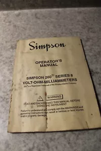 Simpson 260 Series 8 Volt-Ohm-Milliammeters Operator's Manual - Picture 1 of 5