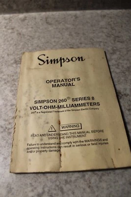 Simpson 260 Series 8 Volt-Ohm-Milliammeters Operator's Manual - Image 1 of 4