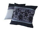 Set of 2 Scatter Cushions - Black & Silver - COMPLETE WITH PLUMP FILLED INNERS
