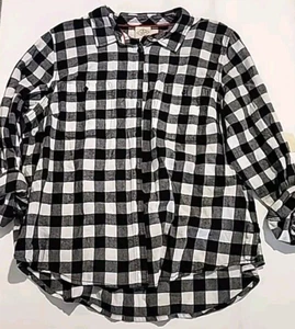 St. Johns Bay Shirt Mens PXXL Black White Flannel Plaid Checkered - Picture 1 of 4