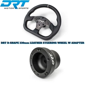 DRT Motorsports 330mm D SHAPE Steering Wheel Leather W Adaptor RZR Xpedition X3 - Picture 1 of 11
