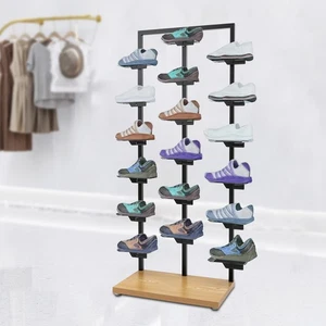 Free Standing Shoe Rack Shop Shoe Display Rack Shoe Display Shelf for 18 Pairs - Picture 1 of 16