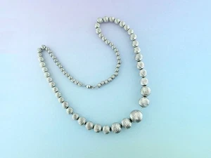 Vintage Sterling Silber abgestufte strukturierte Perlen Statement Halskette | 31,9 Gramm - Bild 1 von 7