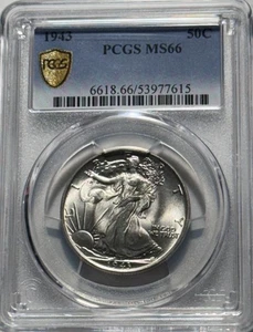 Mezzo dollaro 1943 Walking Liberty PCGS MS66 - Foto 1 di 5