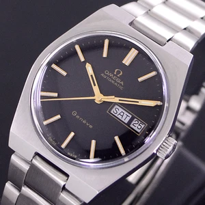 1972'S VINTAGE OMEGA GENEVE AUTOMATIC BLACK DIAL DAY&DATE DRESS MEN'S WATCH - Bild 1 von 11