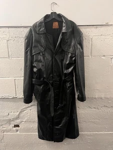 Vintage Avick Leder Trenchcoat Herren XXL langer schwerer Mantel 90er - Bild 1 von 9