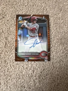 2025 Bowman Chrome Sammy Stafura Orange Reptilian Rookie Auto 25/25 - Bild 1 von 2