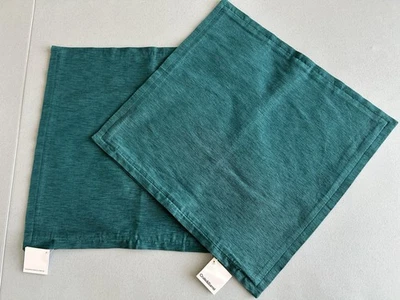 "Juego de 2 fundas de almohada cuadradas de tilo verde azulado de caja y barril nuevas con etiquetas 18"" azul pavo real" Foto 1 de 4