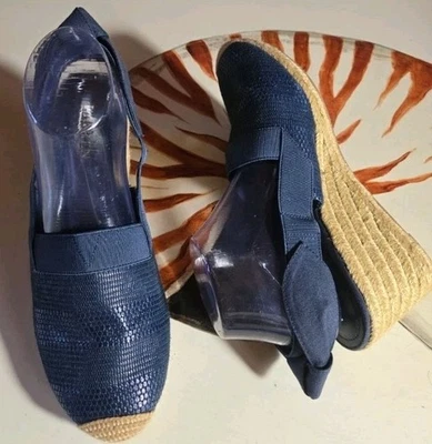 Lauren Ralph Lauren Helma navy blue espadrille slingback wedge Sz 10 - Image 1 of 4