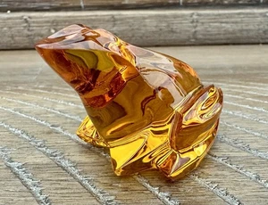 Estatuilla pisapapeles naranja ámbar miel rana pequeña cristal baccarat Francia - Imagen 1 de 11