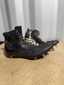 Vintage MacGregor Black Leather Football Shoes Cleats HighTop Size 8 - Picture 1 of 3