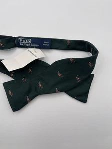 NUEVO CON ETIQUETAS-Corbata Polo Ralph Lauren Verde Seda con Poni Hecha en Italia - Imagen 1 de 3