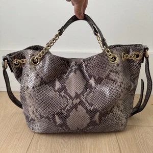 Michael Kors Jet Set Chain Snakeskin embossed Gather Shoulder Tote EUC, $298 - Picture 1 of 15