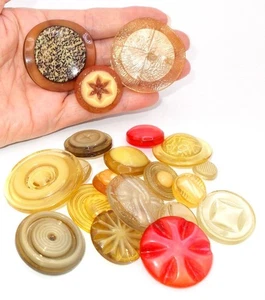 Vintage Celluloid Casein Plastic Buttons Pearlized Glitter Laminated 20 pcs - Picture 1 of 24