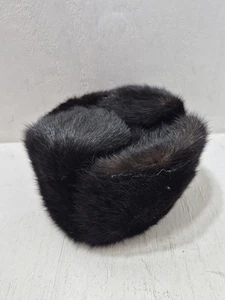 Cappello Ushanka russo vintage uomo donna con etichetta pelliccia sintetica/visone originale? Sconosciuto - Foto 1 di 9