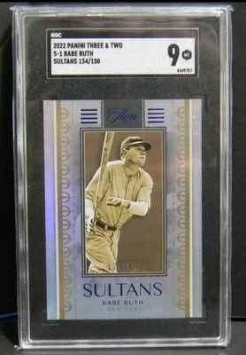 Panini Three & Two Babe Ruth Sultans SP 2022 #/150 Low Pop. SGC COMO NUEVO-9🔥 Foto 1 de 4
