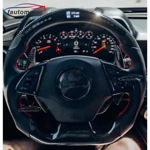 Volante de cuero LED de fibra de carbono para Chevrolet Camaro SS ZL1 2016-2023 - Imagen 1 de 12