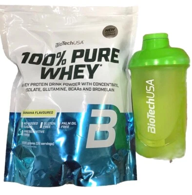 (32,90€/kg) BioTech USA 100% Pure Whey Protein 1000g (1 kg)+Shaker - Bild 1 von 2
