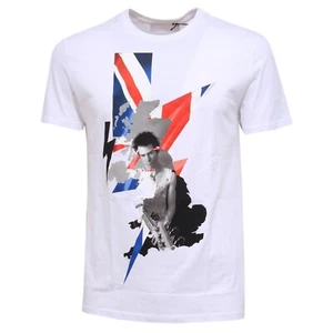 6052Y t-shirt uomo NEIL BARRETT SLIM FIT maglia white multicolor - Picture 1 of 4