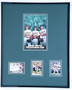 Mark Mulder Barry Zito & Tim Hudson Signed Framed 16x20 A's 2002 Media Guide Set - Picture 1 of 3