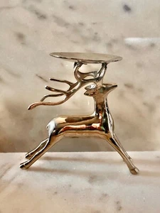 Silver Reindeer Candle Holder Christmas Holiday Decor 7” - Picture 1 of 13