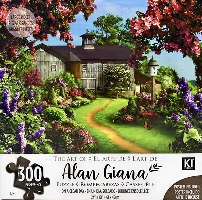 Alan Giana On A Clear Day 300 Piece Jigsaw Puzzle Flowers Garden Barn Landscape - Image 1 of 2