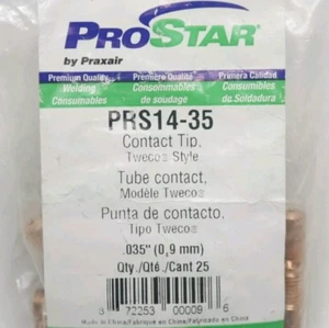 NEW LOT SET 25 PROSTAR Tweco Contact Tips 0.035" 25 PRS14-35 TWEP99534 Praxair - Picture 1 of 1