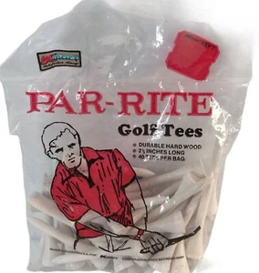 Par-Rite Golf Hartholz Tees 2 1/8" lang 40 Tees weiß ungeöffnete Tasche K-Mart - Bild 1 von 5