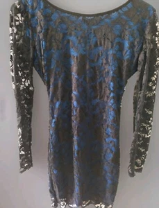 Vtg Fredrick's Of Hollywood Lace Body Con Beaded Open Back Dress Women's Small - Picture 1 of 4