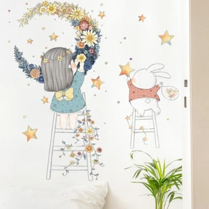 Cartoon Stars Moon Garland Wall Sticker Home Living Room Decor Vinyl Wall D.WG - Picture 1 of 6