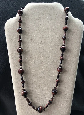 Colar de miçangas Red Tiger’s Eye 14K muito bom muito novo - Imagem 1 de 4