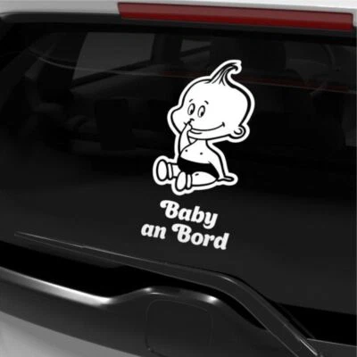 Baby A Bordo Adesivo Per Auto Baby On Board Bianco 28x13 Cm N04014A - Immagine 1 di 4