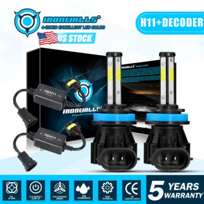 Super Bright H11 Canbus LED Headlight Conversion Kit Low Beam Bulbs 6000K Xenon - Image 1 of 4