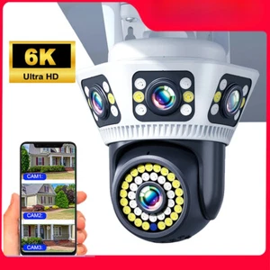 6K WiFi Security Camera Three Screen Dual Lens Cam Ai Tracking CCTV Surveillance - Picture 1 of 28