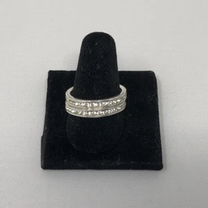 Wedding/Anniversary/Engagement Bands-2 Rings-Silver Rhinestones-size 8.75 - Picture 1 of 8
