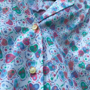Blusa cuore bianco vintage abbottonata Bishop Slv di Isaac Hazan taglia XL - Foto 1 di 9