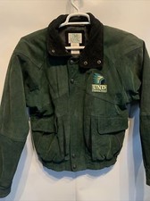 Vtg UND North Dakota Fighting Sioux NCAA Leather Varsity Suede Coat Mens Small
