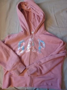 GAP Kids Girl Pink Zip Up Hoodie Size Medium 8, Sequin Logo - Picture 1 of 1