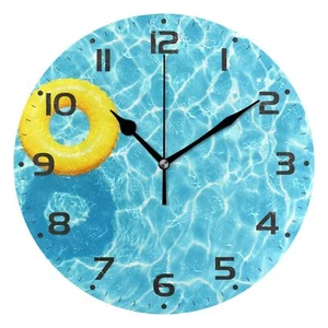 Blue Swimming Pool Wall Clock Silent Non Ticking 10 Inch Battery Operated Wal... - Picture 1 of 6