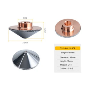 Laser Nozzle Single Layer Chrome-plating Dia.32mm H.15mm for Raytools Laser Head - Picture 1 of 19