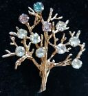 VTG Sterling Silver CURTIS JEWELRY Rhinestone Family Tree ofLife Pin Brooch 8.2g