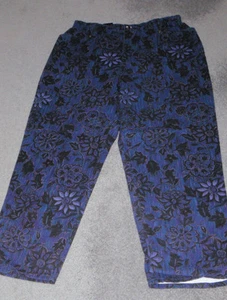 NWT Blassport Size 16 Short 100% Cotton Pants Blue Floral by Bill Blass - Picture 1 of 6