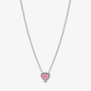 Collar PANDORA Rosa Corazón Sublime Plata de Ley 925 Longitud 45 cm 398425C02 - Imagen 1 de 5