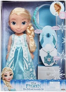 Disney Frozen Elsa Puppe und Zubehör Set Halskette Stirnband Ohrringe usw. - Bild 1 von 3