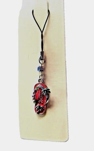 Cell Phone Purse Charm Pink Sandal Flip Flop Hawaii Palms Multi Color Stones New - Picture 1 of 1